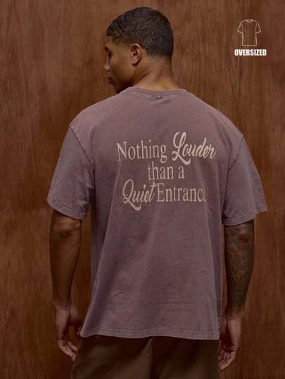 Musero Camiseta de cuello redondo de manga corta oversize con estampado gráfico lavado para otoño/invierno