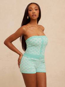 NYA SZN Top Strapless Knit Beach Summer Poolside Beach Classy Chic PastelFor Women - Blue - View 4