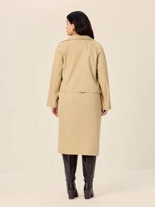 SHEIN LUNE Plus Size Long Sleeve Jacket And Skirt Set, Autumn/Winter