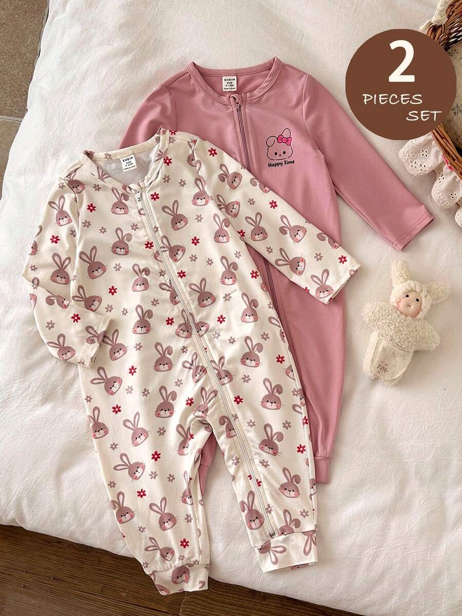 LMoss Kids LMoss 2件套女婴针织可爱动物图案休闲连体衣套装 - 彩色 - 查看 1