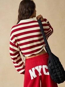 VARSIVA Women's Letter Print Curved Hem Sports Pants - Red - View 7