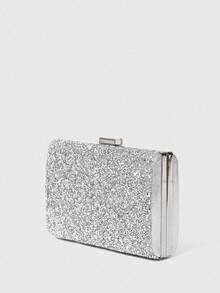 SHEIN BAE Nhẹ, Túi hộp trang trí kim cương giả cỡ nhỏ dành cho doanh nhân, Ví cô dâu hoàn hảo cho đám cưới, Túi dạ hội & sự kiện tiệc tùng, Túi đựng đồ ăn tối Quyến rũ, thanh lịch, tinh tế, Kim cương giả sang trọng yên tĩnh cho cô gái dự tiệc, phụ nữ, cô dâu Hoàn hảo cho bữa tiệc, bữa tối/tiệc, cho - Bạc - Xem 3