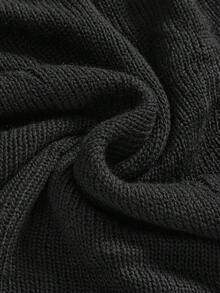 ROMWE Áo len dệt kim tay loe ngắn thêu họa tiết phong cách Gothic Boho dành cho nữ - màu đen - Xem 5