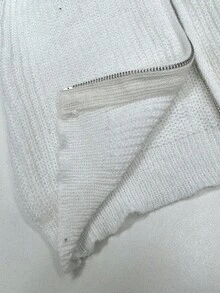 StreetHx 2pcs/Set Women Streetwear Solid Color Casual Hooded Zipper Ribbed Knit Sweater Set - Apricot - View 8