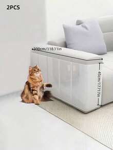 1PC PVC Cat Scratch Deterrent Tape Pet Scratch Resistant Sticker Transparent Furniture Protector Self Adhesive Sofa Guard For Cotton Wood Fabric Hot Water Clean Reusable Pet Supply Cat Essentials - Clear - View 7