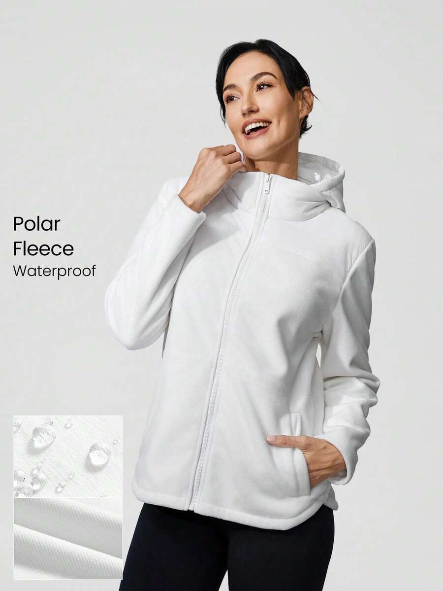 GLOWMODE Thin Polar Fleece Hooded Jacket Warm Fall Winter - White - View 1