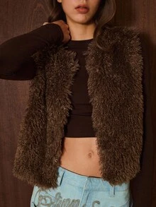 Easelle 女士双面无袖夹棉大衣，休闲百搭，秋冬