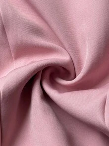 Modelyn Plus Size Women's Romantic Pink 3D Rose Shoulder Decor Asymmetric Long Sleeve Dress, Suitable For Gala, Party, Evening Events