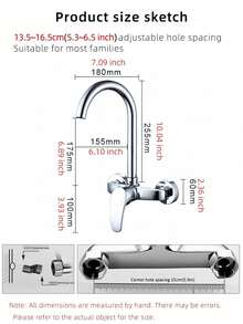 1pc Easy-Install Wall-Mounted Kitchen Faucet - Single Handle, Hot & Cold Water, Rotatable Long Spout For Sink, Bathroom, Laundry Room & Balcony Mop Bucket - (Chrome, Black,Selectable)