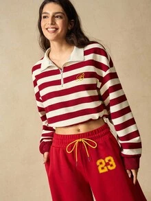 VARSIVA Sudaderas deportivas para mujer de manga larga, holgadas y cortas - Multicolor - Ver 2