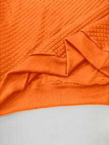 Manfinity Homme 男士休闲日常纯色纹理圆领运动衫，秋季 - 橘色 - 查看 5