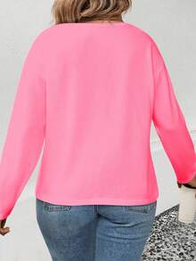 EMERY ROSE Damen Rundhals Langarm Lässig Oversize T-Shirt, geeignet für Sommer und Herbst