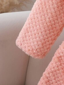 女童幼儿毛绒简约时尚小熊刺绣长袖连帽长袍睡衣 - 粉色 - 查看 7