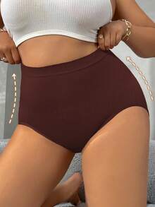 3 chiếc quần lót định hình bụng liền mạch cho nữ cỡ lớn, kiểm soát bụng phẳng, giảm béo, nâng mông, màu trơn, họa tiết hình học, co giãn cao, định hình cơ thể - Nhiều màu - Xem 5