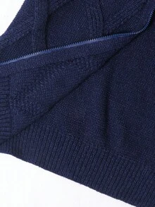 SHEIN 青少年男童休闲韩版开衫针织毛衣，适合上学、日常休闲、运动、秋冬