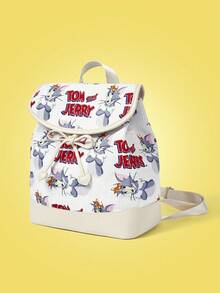 TOM & JERRY X SHEIN Cat Printed Flap Girls Backpack - Multicolor - View 2