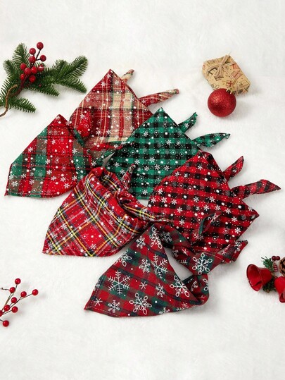 PETSIN 1-częściowy świąteczny szalik dla zwierząt, krata w stylu płatków śniegu, szalik dla psa, szalik dla kota, dekoracja świąteczna dla zwierząt, szalik dla zwierząt, artykuły dla zwierząt