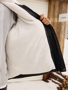 SWAVVY 男士冬季休闲经典字母刺绣高领保暖加厚外套 - 黑色 - 查看 6