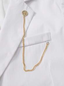 Manfinity AFTRDRK Blazer Kasual Pria Warna Polos, Modis untuk Musim Panas, Jas Pernikahan Pria, Jas Pernikahan untuk Pria - Putih - View 3