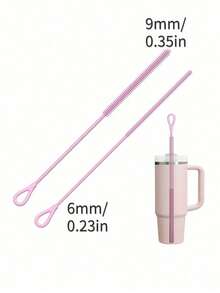 Silicone Straw Cleaner Brush, Reusable Straw Brush Extra Long For Cleaning Glass Metal Smoothie Straws And Straw Cups, Non-Slip Handle Soft And Bendable,