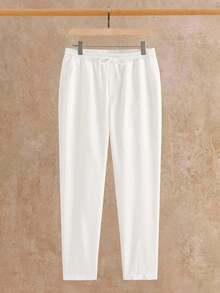 Manfinity NXTstreet 男士刺绣纽扣长袖休闲衬衫和白色长裤套装，秋季服装 - 彩色 - 查看 8