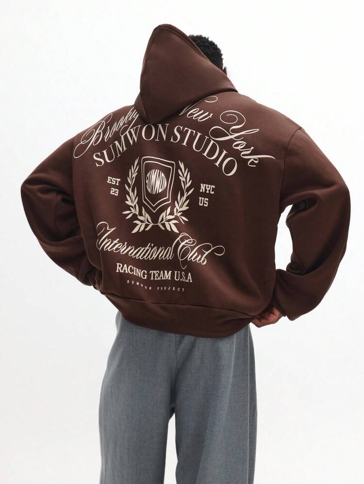 Heavy Hoodie With Embroidered Logo And Graphics
