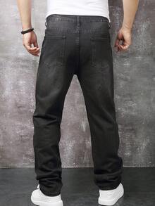 Manfinity Roghcode Men's Rhinestone Embellished Grey Denim Jeans Glitter Jeans Rhinestone Pants Men Sparkly Jeans, Perfect Holiday Gift For Boyfriend & Husband - Grey - View 2