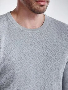 Manfinity CityGents Men's Casual Fashion Long Sleeve Crew Neck Pullover Sweater, Fall/Winter - Grey - View 2