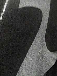 Manfinity EMRG Herren Jacke, Hemdkragen Farbblock Lässig Pendler Foto, Herbst/Winter, Sherpa Stoff - Schwarz - Übersicht 4