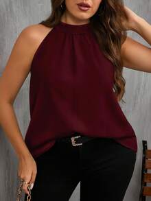 EMERY ROSE 大码休闲简约衬衫，适合夏季 - 酒紅色 - 查看 1