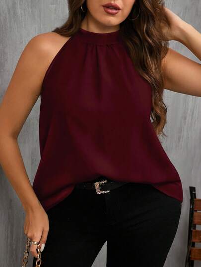 EMERY ROSE Plus Size Casual Minimalist Shirt, Suitable For Summer