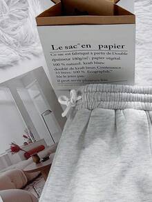 SHEIN Teen Girls Embroidered Floral Gray Ankle Cuff Sweatpants Grey Sweatpants California Sweatpants Baggy Sweatpants Teen Sweatpants Gray Sweatpants Fall Winter - Light Grey - View 2