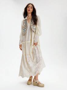 Styleloop 女士时尚圆头米色交叉松紧带舒适透气休闲黄麻绳厚底坡跟渔夫鞋，户外度假旅行 - 杏色 - 查看 8