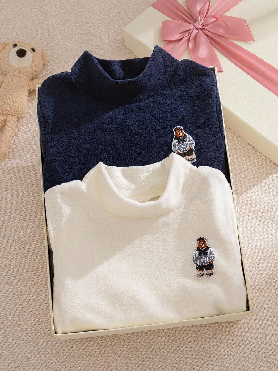 Souflis Souflis 2pcs/Set Toddler Boys' Vintage French Style Navy & White Long Sleeve Thick Fleece Sweatshirt, Suitable For School, Outings And Casual Wear, Autumn/Winter 2025 New Arrival Baby Boy Full Sleeve Tshirts Baby Boy Baby Boys Tops Baby Solid Color Knitted Sweater Baby Boy Full Sleeve T-Shirts Baby Boy Tops Baby Boy Long Sleeve Tops Baby Boy Mock Neck Shirts Baby Solid Color Knit Tops
