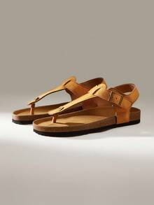 Solecia Women's Casual Outdoor Spring And Summer Sandals, Solid Color Toe Post Flat Sandals Spring Break Easter - Yellow - View 3