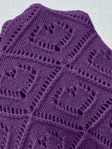 SHEIN Clasi Casual Solid Color Short Hollow-Out Knit Cardigan Autumn Winter Clothes For Women