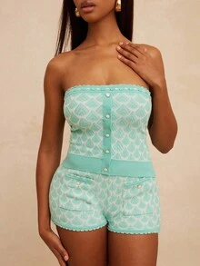 NYA SZN Top Strapless Knit Beach Summer Poolside Beach Classy Chic PastelFor Women - Blue - View 6
