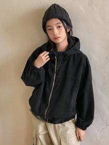 DAZY 女童连帽牛仔夹克