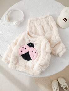 女婴可爱蓬松卡通图案长袖卫衣套装，休闲秋冬 - 彩色 - 查看 7