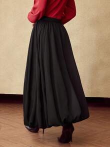 MOTF PREMIUM WOMEN'S WOOL-BLEND RAYON FLORAL SKIRT - Black - View 6