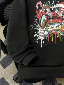 SHEIN 1件青少年男童休闲百搭舒适纯色半拉链口袋卫衣，适合派对礼品、返校季、秋冬季穿着。 - 彩色 - 查看 3