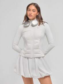 Menodora SHEIN Sport Chaqueta acolchada versátil y casual para mujer, otoño/invierno - Blanco - Ver 2