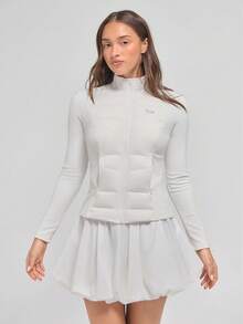 Menodora SHEIN Sport Chaqueta acolchada versátil y casual para mujer, otoño/invierno - Blanco - Ver 6