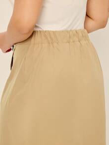 SHEIN LUNE Plus Size Long Sleeve Jacket And Skirt Set, Autumn/Winter