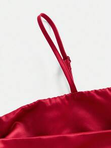 SHEIN 优雅腰部收腰 A 字形长款圣诞派对连衣裙，适合少女 - 彩色 - 查看 3