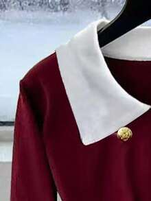 GlowEve 女士秋季优雅长款针织连衣裙 - 紅色 - 查看 5