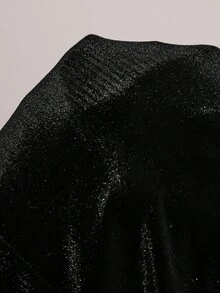 ATUI Studio Elegant Black Summer Night Out Off Shoulder Fuzzy Jumpsuit,Tight-Fitting Long Sleeve Sweater,Thermal Lined Thick Autumn/Winter Jumpsuit For Parties - Black - View 7