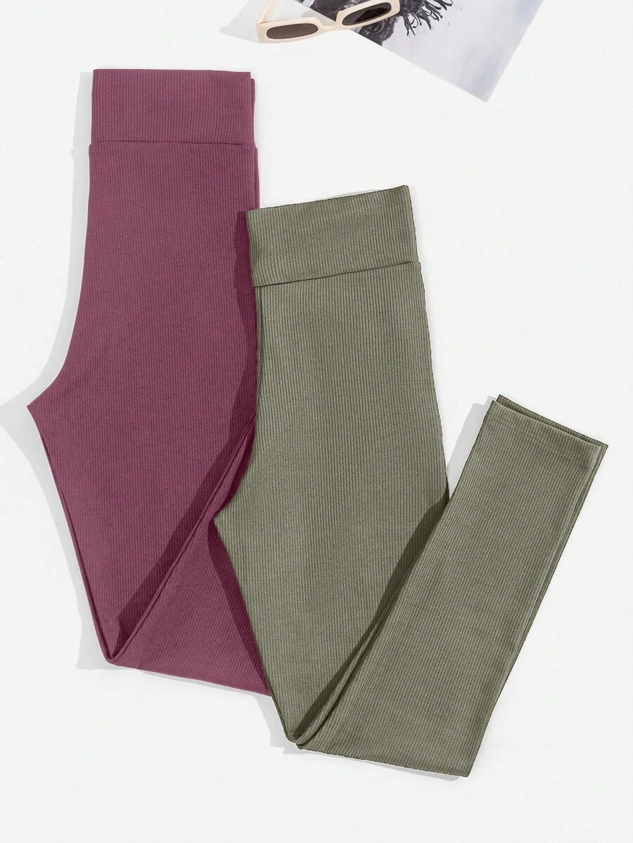 EURMUSE Casual Versatile Solid Color Leggings Multipack - Multicolor - View 1