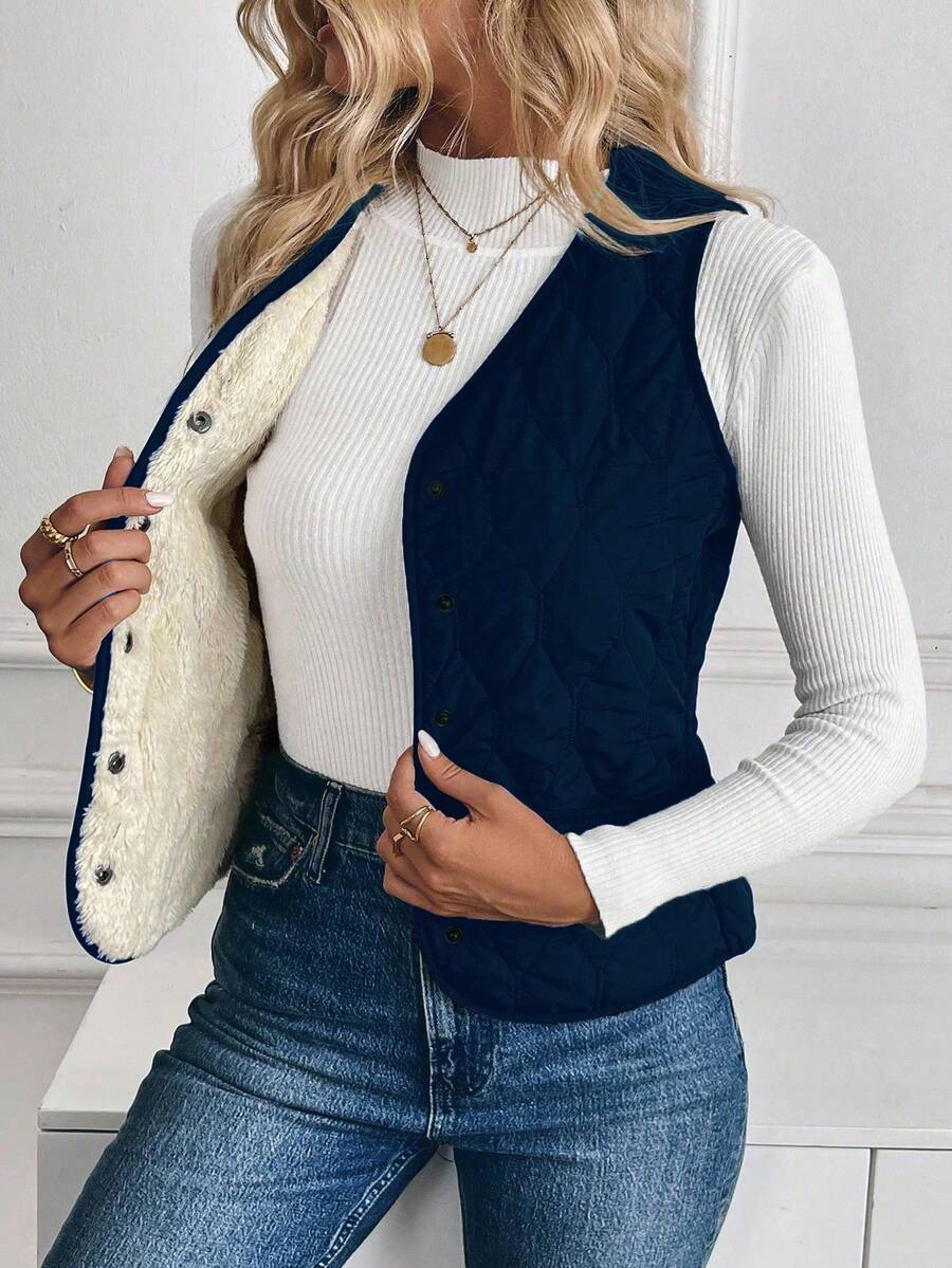 EMERY ROSE Women's Padded Thermal Lined Jacket, Winter Clothes - Blue and White - View 1