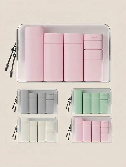 5个装北欧硅胶旅行霜分配瓶 - 触感柔软，无香型可再填充化妆品容器，适用于乳液、洗发水、清洁剂和沐浴露 | 防漏便携式浴室配件，符合TSA标准的旅行必备品和喷雾瓶小工具